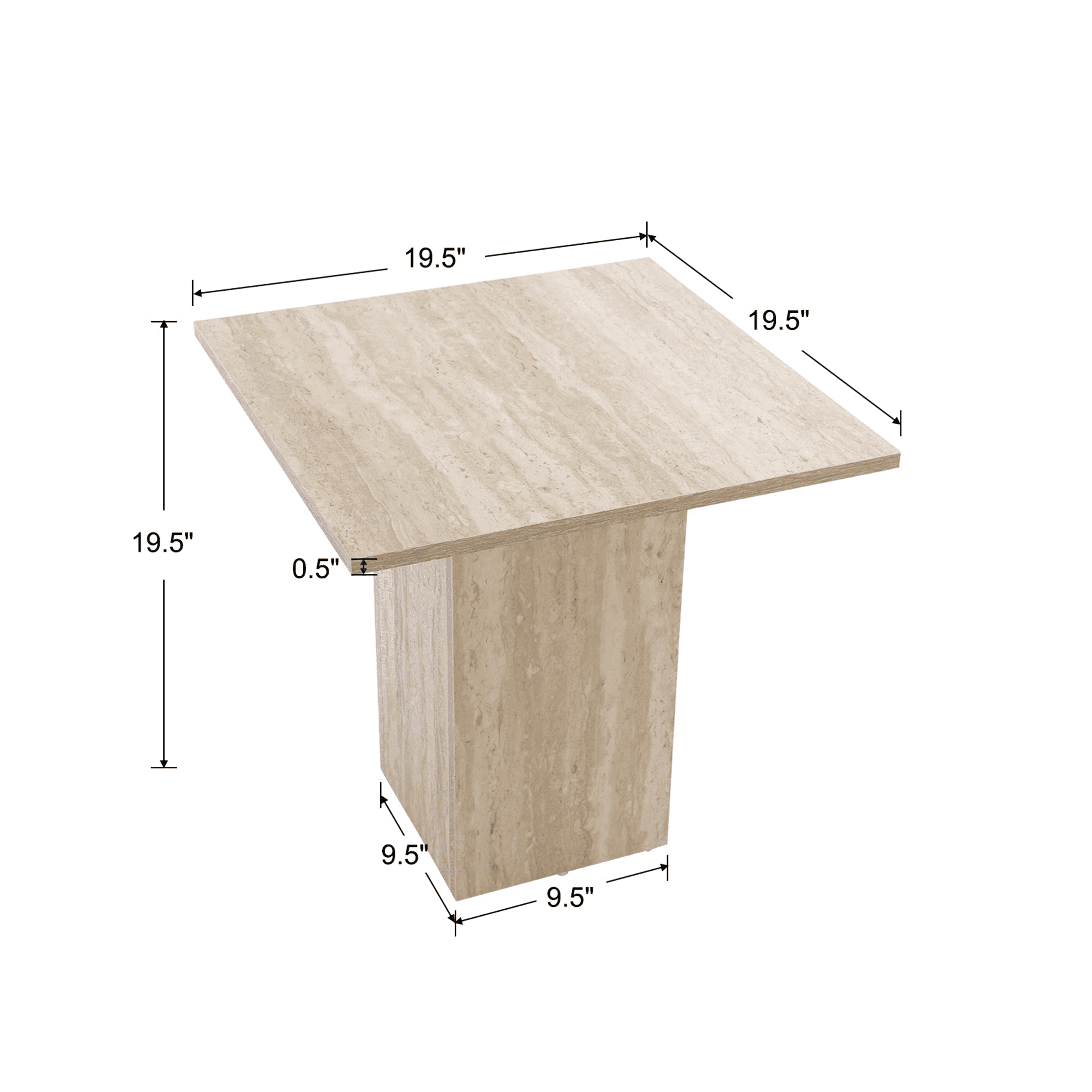 Guyou Coffee Table and End Table Set of 2 Modern Square Nesting Coffee Table Faux Marble Side Table Wooden Beige Travertine Finish for Living Room, Reception Room, Home Office