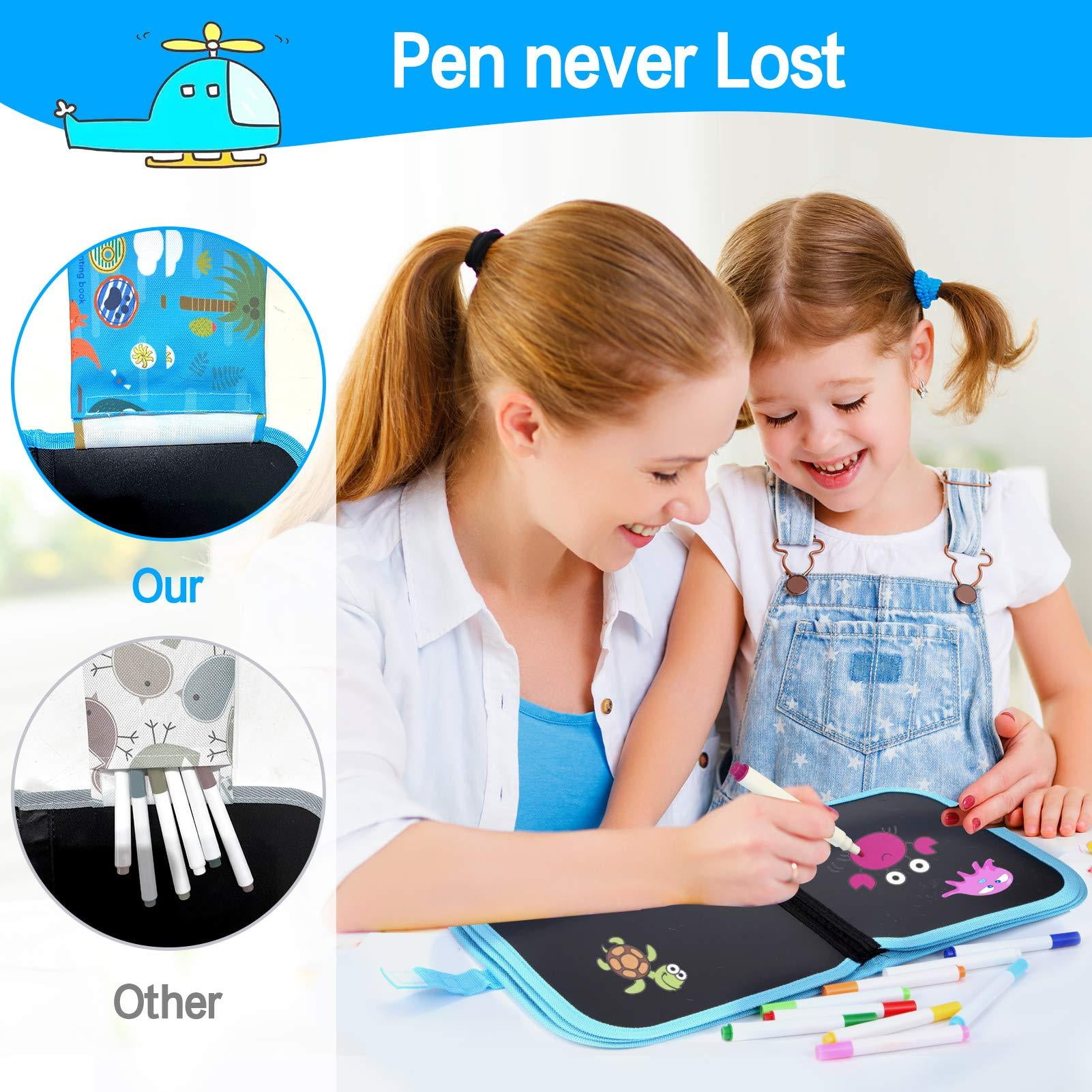 14 Pages Erasable Doodle Book For Kids - Toddler Activity Toy, Reusable  Drawing Pad With 12 Watercolor Pencils, Preschool Travel Art Toy, Road Trip  Car Play Writing And Drawing Set For Boys