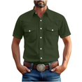 thumbnail image 2 of Men's Loose Classic Lapel Multi Pocket Industrial Work Shirt Top for Spring Fall Workwear,Army Green,L, 2 of 7