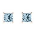 thumbnail image 3 of 1.5 ct Push-Back Stud Earrings for Women | 5.0mm Princess Cut Simulated Blue Diamond | 18K Rose Gold, 3 of 5