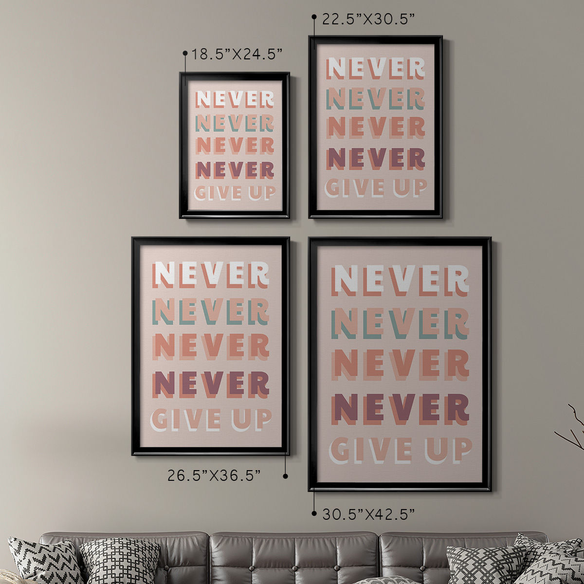 Never Give Up Premium Framed Print - Ready to Hang