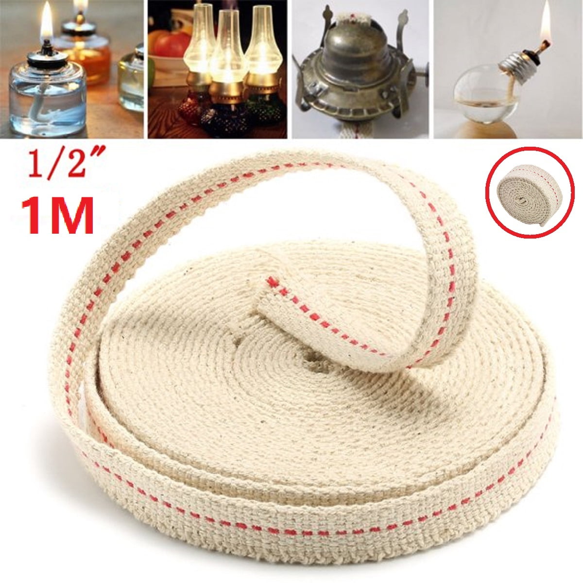 16 FEET!!! Flat Cotton Oil Lamp Wick By The Roll
