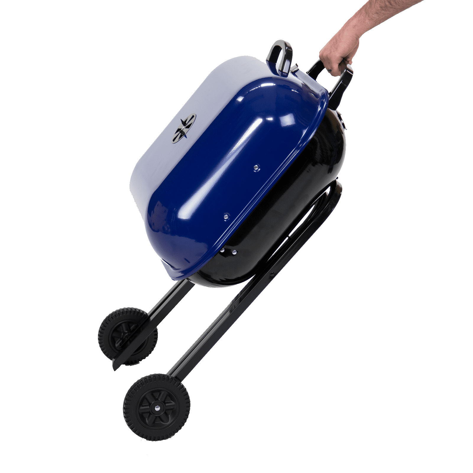 Americana Walk-A-Bout Charcoal Grill, Original Square 100% Pre-Assembled Portable Steel, Dark Blue