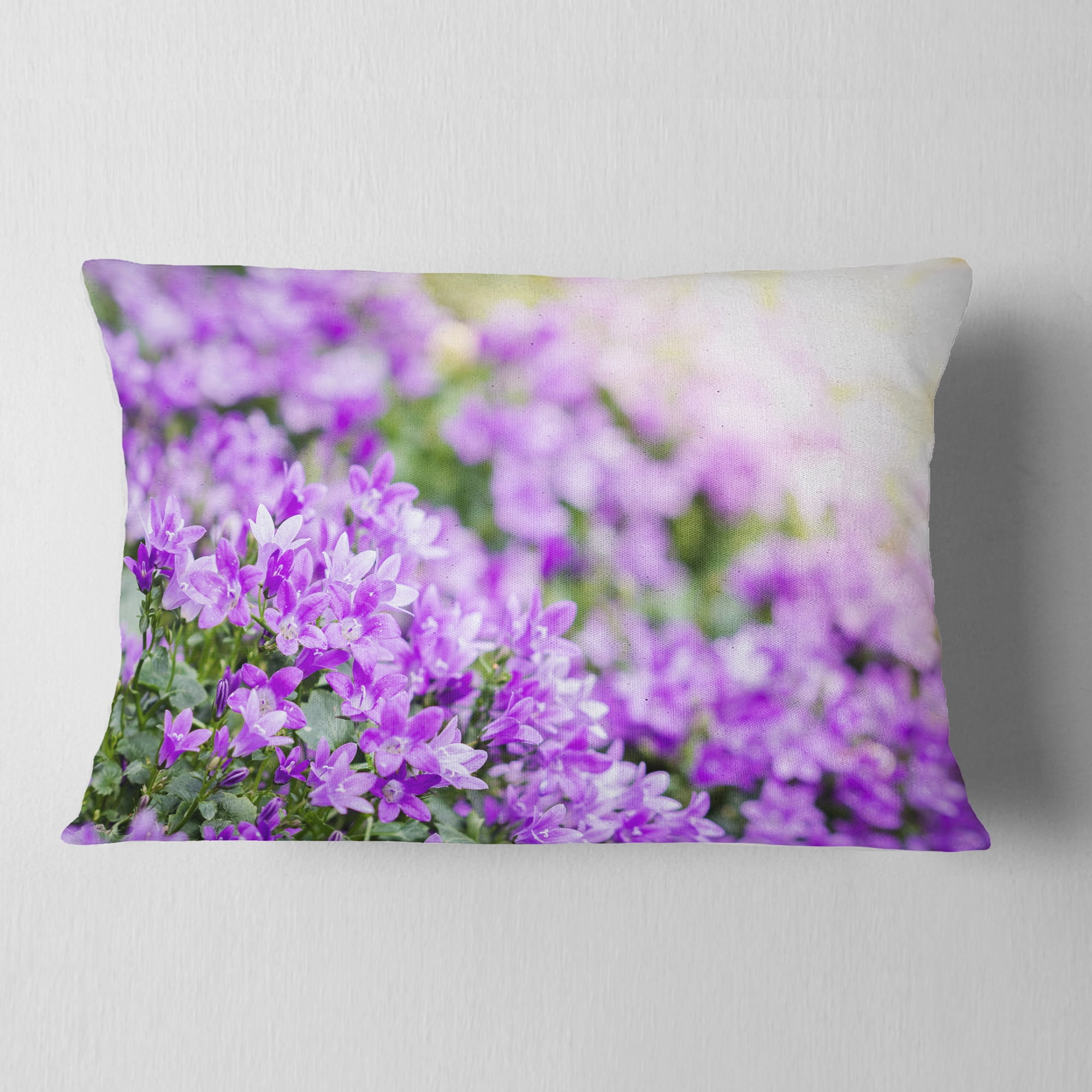 Designart Beautiful Campanula Flower Bouquet - Floral Throw Pillow - 12x20
