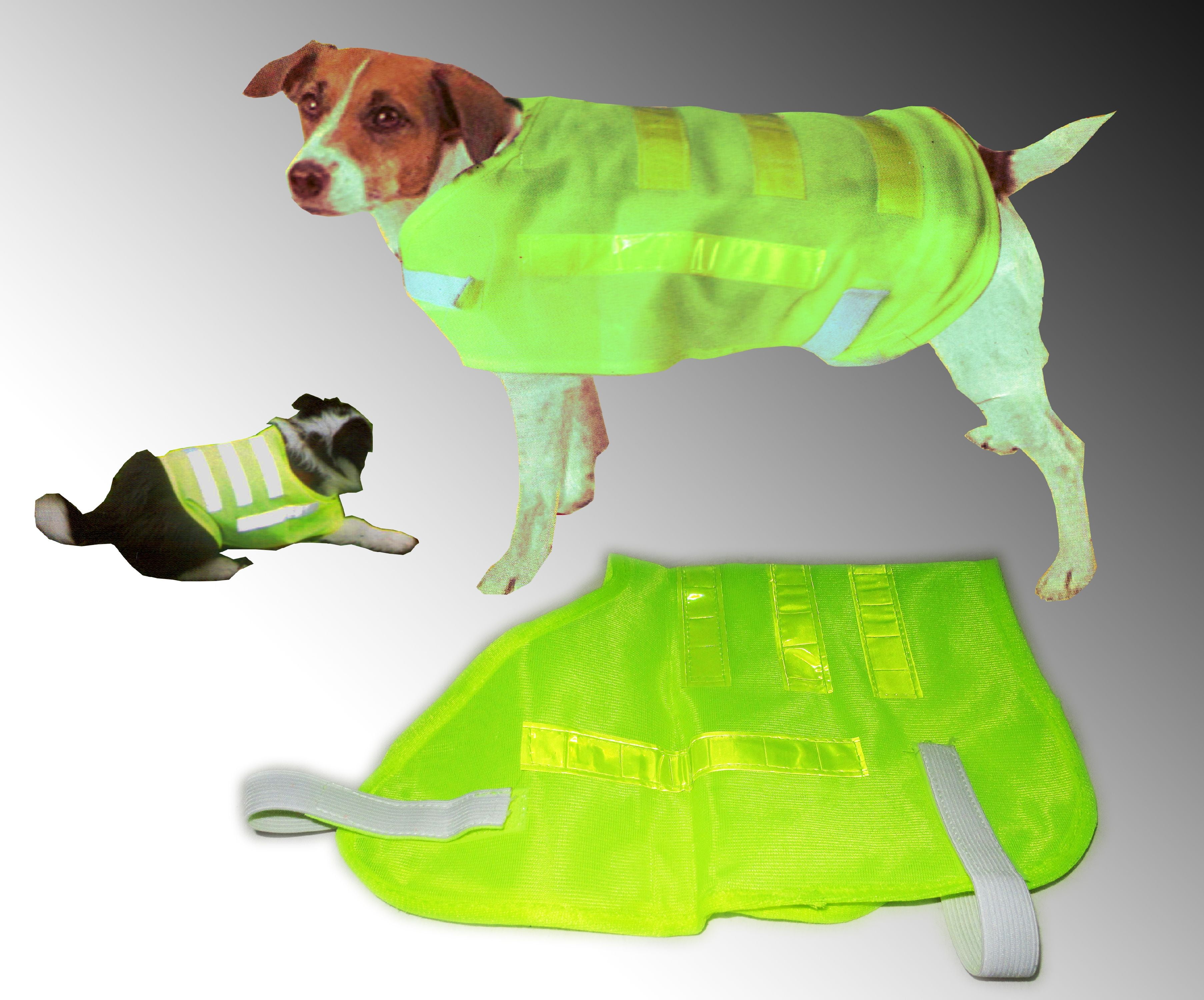 Polyester and Cotton Pet Waterproof Night Glowing Jacket Dogs Lightweight Breathable Reflective Vest with Zipper Dog Clothing Fluorescence Green L