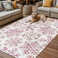 thumbnail image 2 of Fsddascl Pink Red Snowflake Christmas Outdoor Rug for Patio/Deck/Porch, Non-Slip Large Area Rug 6 x 9 Ft, Xmas Snowflake Indoor Outdoor Rugs Washable Area Rugs, Reversible Camping Rug Carpet Runner, 2 of 5