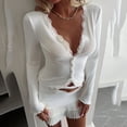 thumbnail image 5 of Levmjia Womens Sweatshirt Top Lace Long Sleeve V-Neck Cardigan Solid Color Casual Loose Fit Pullover Comfortable Soft Holiday Breathable Work Home Relaxation Everyday Wear, 5 of 7