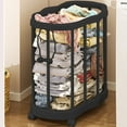 thumbnail image 3 of Upgraded Yoga Mat Storage Rack with 360° Rotating Wheels, Home Gym Equipment Organizer, Storage Basket for Household Clothes 11"x19" Black, 3 of 8