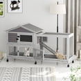 thumbnail image 3 of EDTara Large 2-Story Rabbit Hutch, 63" Indoor/Outdoor Cage With Easy-Access Ramp, Waterproof Roof, Three Pull-Out Trays, and Six Lockable Caster Wheels, 3 of 8