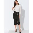 thumbnail image 3 of Falda Midi Elegante Allegra K con Abertura en la Cintura y Cintura Alta Negro XL, 3 of 5