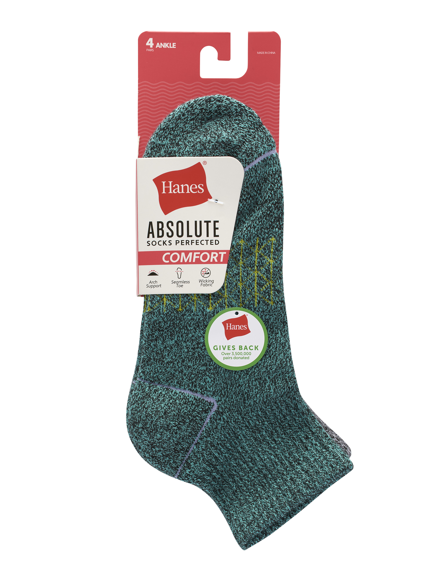 Hanes Women's Ankle Socks, Absolute Comfort, 4-Pack photo 2