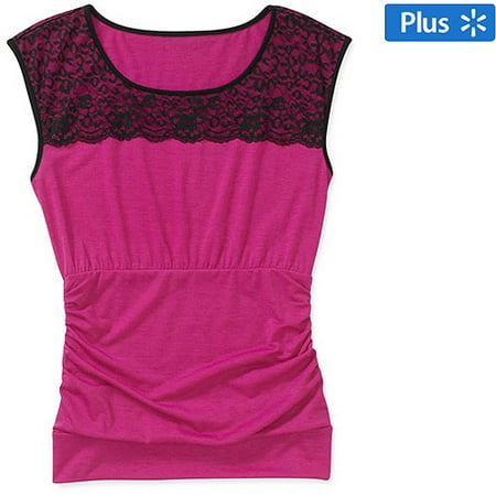 Juniors Plus Lace Top with Banded Bottom - Walmart.com