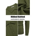 thumbnail image 5 of COOFANDY Men's Knit Polo Shirts Long Sleeve Casual Button Down Ribbed Polo Shirt Fashion Golf Shirts, 5 of 6