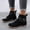 Black, variant on Kiplyki Weekly Women's Round Side Zipper Solid Color Flat Heel Tassel Low Tube Tassel Boot