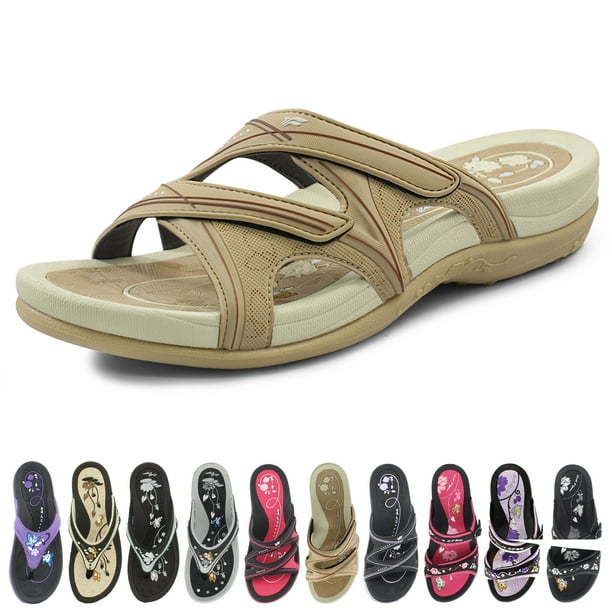 Gold Pigeon Shoes GP Signature Slide Sandals for Women 7534 Tan