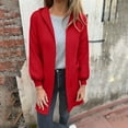 thumbnail image 4 of Olyvenn Womens Plus Size Zip up Hoodies 2025 Fall Casual Woolen Long Sleeve Mid Length Cardigan Jacket Lightweight Hooded Coat Red S, 4 of 9