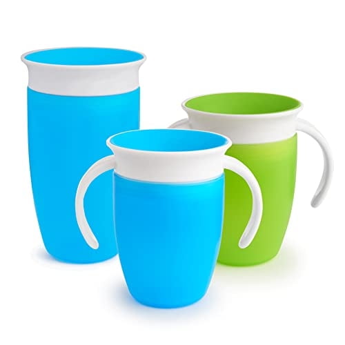 Munchkin Miracle 360 Trainer and Sippy Cup Set, 7 y 10 onzas, paquete de 3, azul/verde Munchkin NA