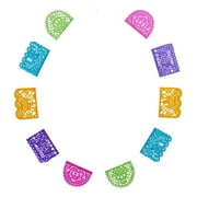 Handmade Papel Picado Dia De Los Muertos Garland Overall: 10'LFlags: 9.5"W x 7"H each