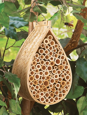 Natural Bamboo Mason Bee Hive House Hanging Tree Garden Outdoor Lawn Yard Flower 