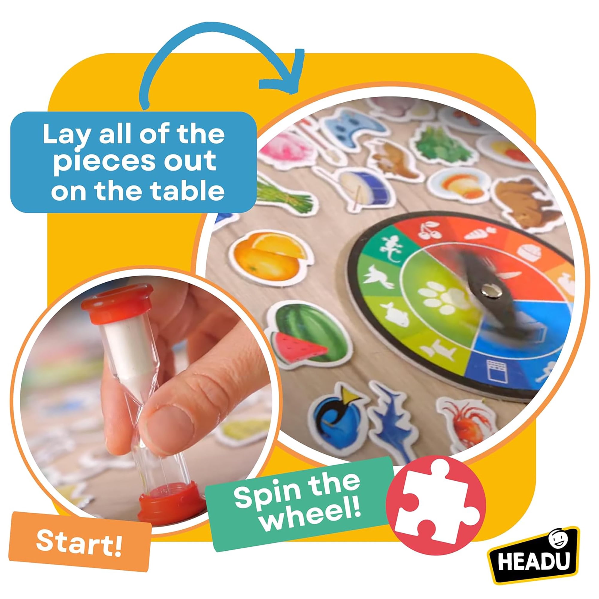 Headu: ObservAction - Concentration & Logic Game, Race To Gather Object Titles That Match The Spinner Category, Visual Memory & Speed Play, Kids 5-10
