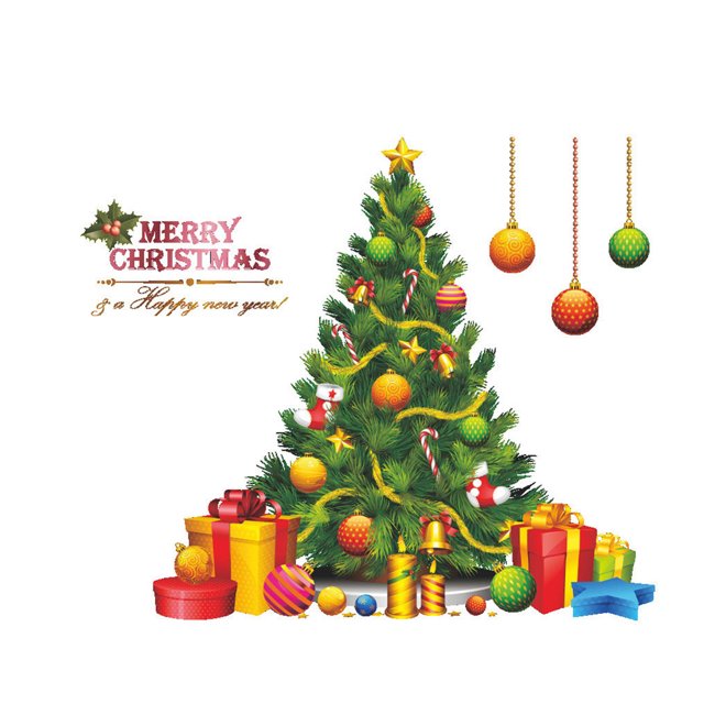 Ounissouiy Adhesivo de pared de PVC de Navidad para el hogar, sala de estar, dormitorio, decoración de la puerta, pegatinas de árbol de Navidad, papel Kits de decoración para fiestas Ounissouiy HA075018-01