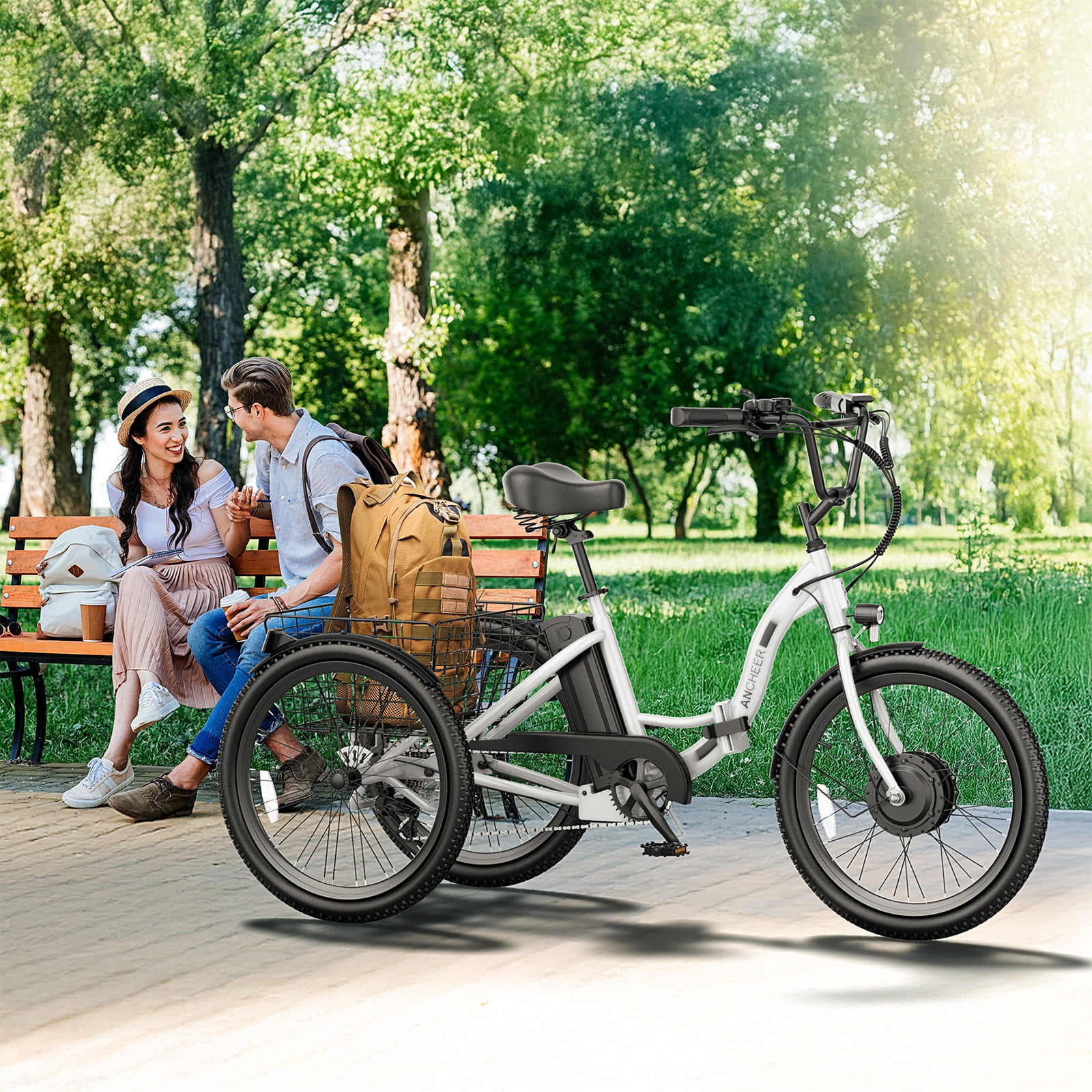 ANCHEER Electric Tricycle for Adults,24" Folding Electric Trike,3 Wheels Electric Bicycle Bikes,350W Step-Thru Etrike with 48V/499Wh Removable Battery,15.5MPH & 55Miles Electric Bike UL2849