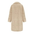 thumbnail image 5 of AUNVITO Women's Plush Fleece Longline Coat Notched Collar Button Front Solid Color Casual Winter Outerwear Double-Faced Softness, 5 of 9