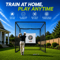 thumbnail image 2 of YUNIC Black 10ft×8ft×8ft Golf Driving Cage, Metal Frame with Target Screen & Tri-Turf Mat for Garage Backyard Indoor Outdoor, 2 of 9