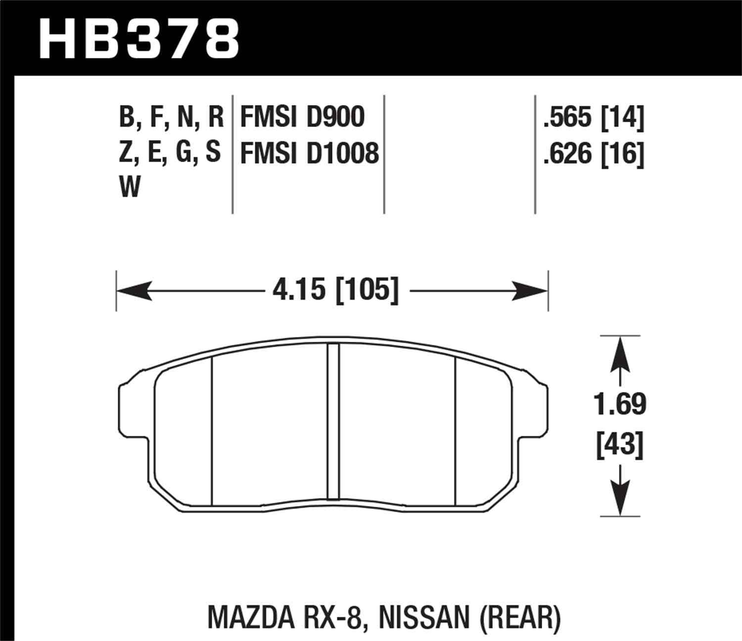 Hawk Mazda RX-8 / Nissan Track DTC-60 Race Rear Brake Pads Fits select: 2004-2007 MAZDA RX8, 2002-2004 INFINITI I35