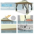 thumbnail image 6 of COBIZI Pop-up Gazebo 12x12 Outdoor Gazebo Canopy with Mosquito Netting Patio Tent Backyard Canopy with 2-Tiered Vented Top 3 Adjustable Height and 144 Square ft of Shade, Beige, 6 of 18