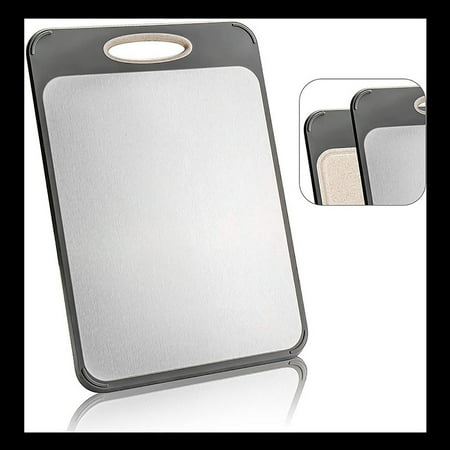 

Pretxorve Two-sided Cutting Board - Stainless Steel Cutting Board for Kitchen 304 Chopping Board Food-Grade for Meat Fruit Vegetables Dishwasher Safe Be Hung