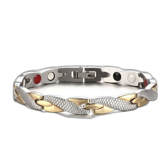 LINXIQIN Unisex 14K Two Tone Gold Plated D Bracelet 7 and a Half Inch