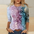 thumbnail image 1 of Chemises Mode pour Femmes T-shirt Imprimé Manches 3/4 Blouse Col Rond Hauts Décontractés Blouses et Hauts pour Femmes Chic en Liquidation, 1 of 4