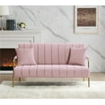 thumbnail image 1 of Accent Sofa, Modern Velvet Upholstered Loveseat Sofa with 2 Pillows and Tufted Backrest, Comfy 2-Seater Sofa Couch with Golden Metal Legs for Small Space, Living Room, Office, Pink, 1 of 7