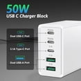 TRAHOO5Port USB C Wall Charger, Total 50W USB C Charger Block, Fast