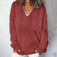thumbnail image 2 of ZyeKqe Plus Size Sweaters for Women Long Sleeve Knit Top Casual V Neck Pullover Top Lightweight Knitwear, 2 of 5