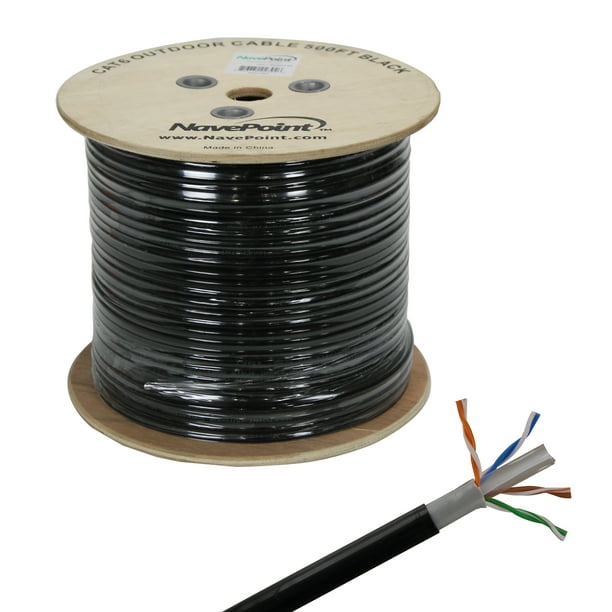 NavePoint CAT6 Outdoor Direct Burial Rated, 500ft, Solid Conductor