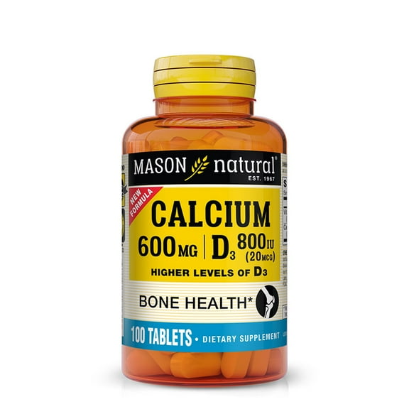 Mason Natural Calcium and D3 Higher Levels Supports Bone Health 100 Tablets