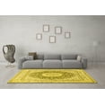 thumbnail image 3 of Ahgly Company Machine Washable Indoor Square Medallion Yellow Traditional Area Rugs, 8' Square, 3 of 4