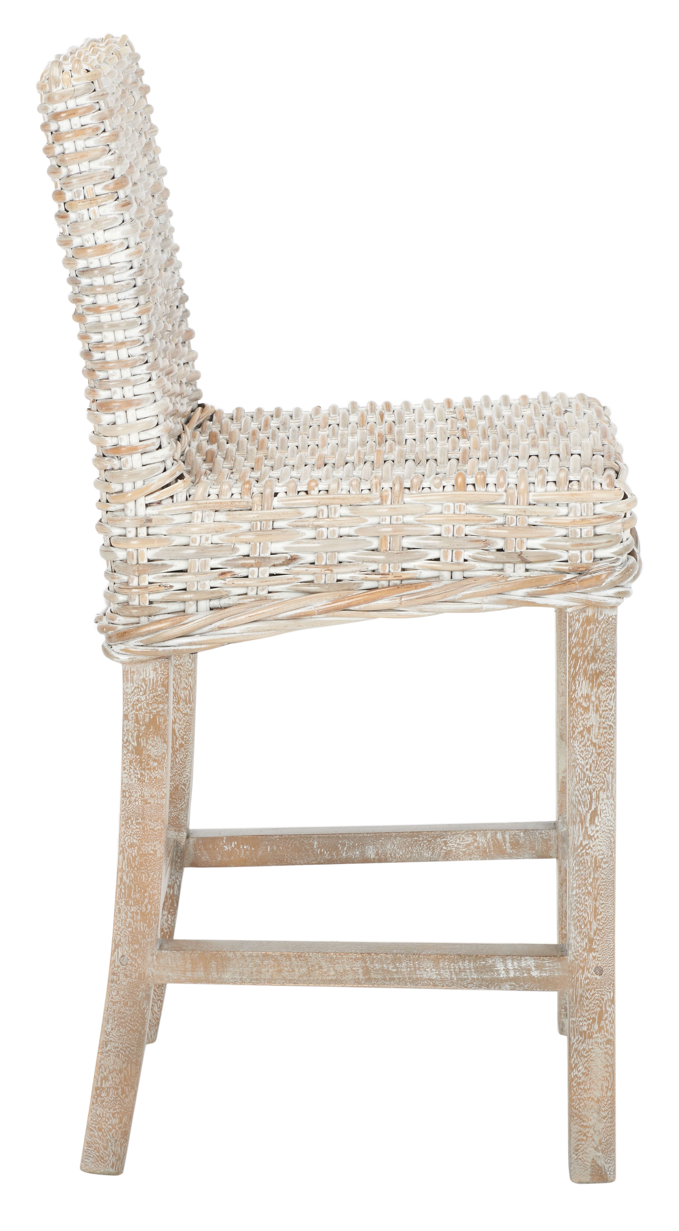 SAFAVIEH Tobie Rattan Counter Stool w/ Footrest, Grey White Wash