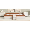 thumbnail image 6 of DreamBuck Queen Size Floor Bed for Teens, PU Leather Upholstered Daybed with Stairs, Fence and Wood Slats Support, Montessori Bed Frame for Bedroom, Teens, No Box Spring Needed, 6 of 9