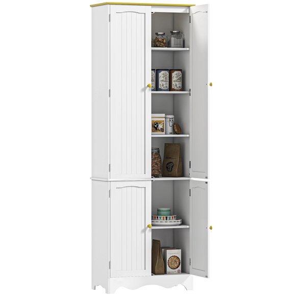 HOMCOM Freestanding Kitchen Pantry Storage Cabinet with 4 Shelves, 4 Doors