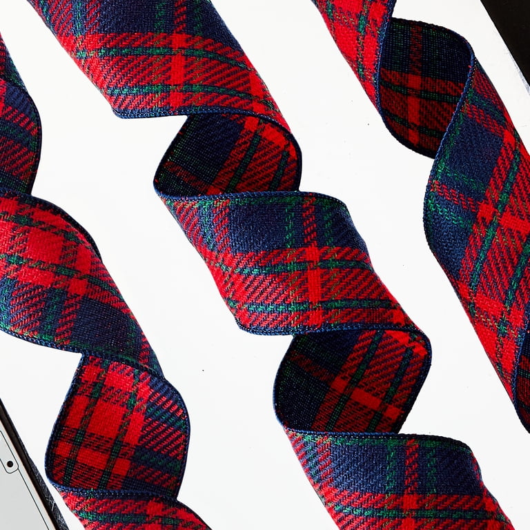 Red and Green Plaid Christmas Ribbon, 18', by My Texas House
