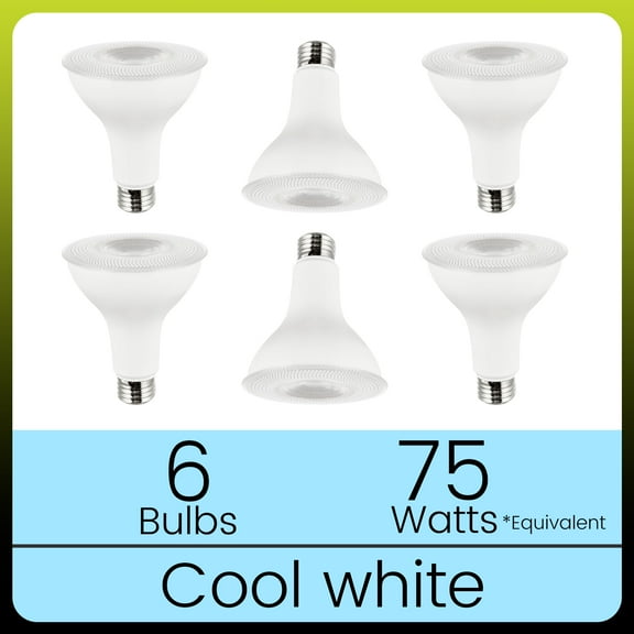 Green Watt PAR30 LED Bulb, 11-Watt (75W Equivalent) 4000K Cool White, Dimmable, E26 Base (6-Pack)