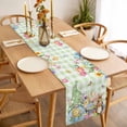 thumbnail image 3 of Table Runner 72 Inches Long for Kitchen Dining, Easter Gnomes Dresser Scarf Farmhouse, Dining Table Decorations for Wedding/Parties, Spring Watercolor Bunny Tulip Green Plaid 16 x 72 In, 3 of 8