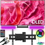 Restored Samsung QN65S90CAFXZA 65 Inch OLED 4K Smart TV 2023 Bundle with Monster TV Full Motion Wall Mount for 32-70 inch with 6 Piece Sound Reactive Lighting Kit (Refurbished)