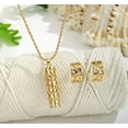 thumbnail image 4 of Pierced gold rope chain cutout tube necklace and earring set, 4 of 4