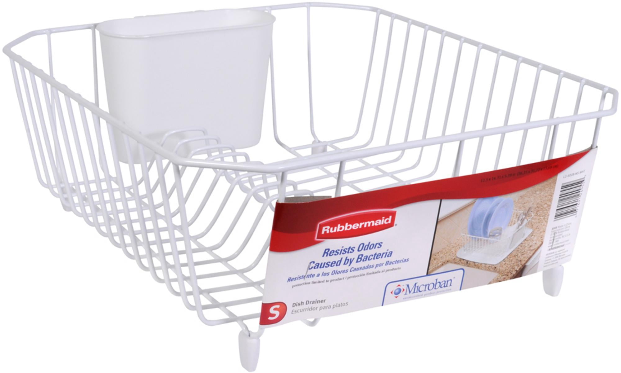 Rubbermaid, Dish Drainer, Small, 14.31 in L x 12.49 in W x 5.39 in H, Steel, White