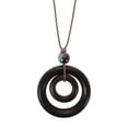 thumbnail image 1 of Collar de madera con doble círculo, estilo bohemio vintage, con estilo artístico, para mujer, colgante largo de madera circular para suéter, joyería elegante., 1 of 7