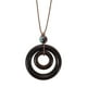 thumbnail image 1 of Collar de madera con doble círculo, estilo bohemio vintage, con estilo artístico, para mujer, colgante largo de madera circular para suéter, joyería elegante., 1 of 7